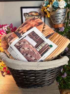 MIA Southwestern Geometric Orange and Brown Fleece Throw